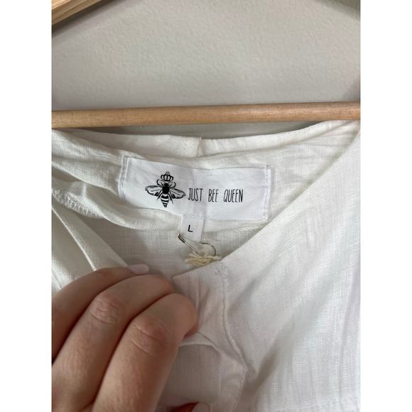 NWT Just Bee Queen Thea Oyster Off White Long Sleeve 100% Linen Top Size: Large - Picture 4 of 7